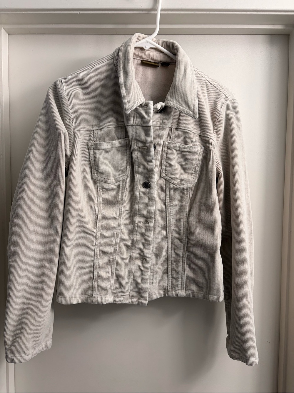 Caslon Cream Corduroy Button-Front Jean Jacket